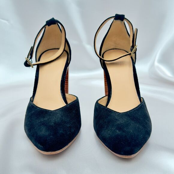 Soludos The Colette Black Split Suede Leather Block Heels Sandal Size 9 - Picture 7 of 11